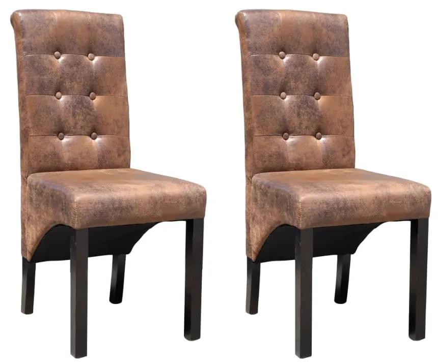 Jedálenské stoličky 2 ks, hnedé, umelá koža