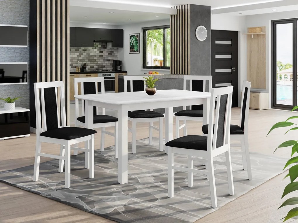 Rozkladací stôl so 6 stoličkami - AL65, Morenie: orech, Poťahové látky: Zetta 297