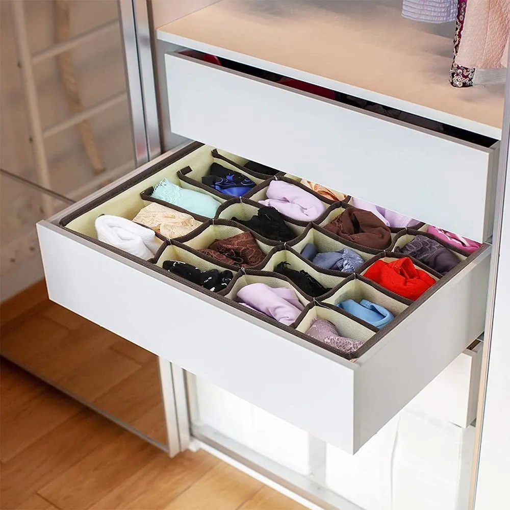 VERK GROUP Organizér na spodnú bielizeň, KIPIT, 12 priehradiek, béžová, 30 x 25 x 10 cm