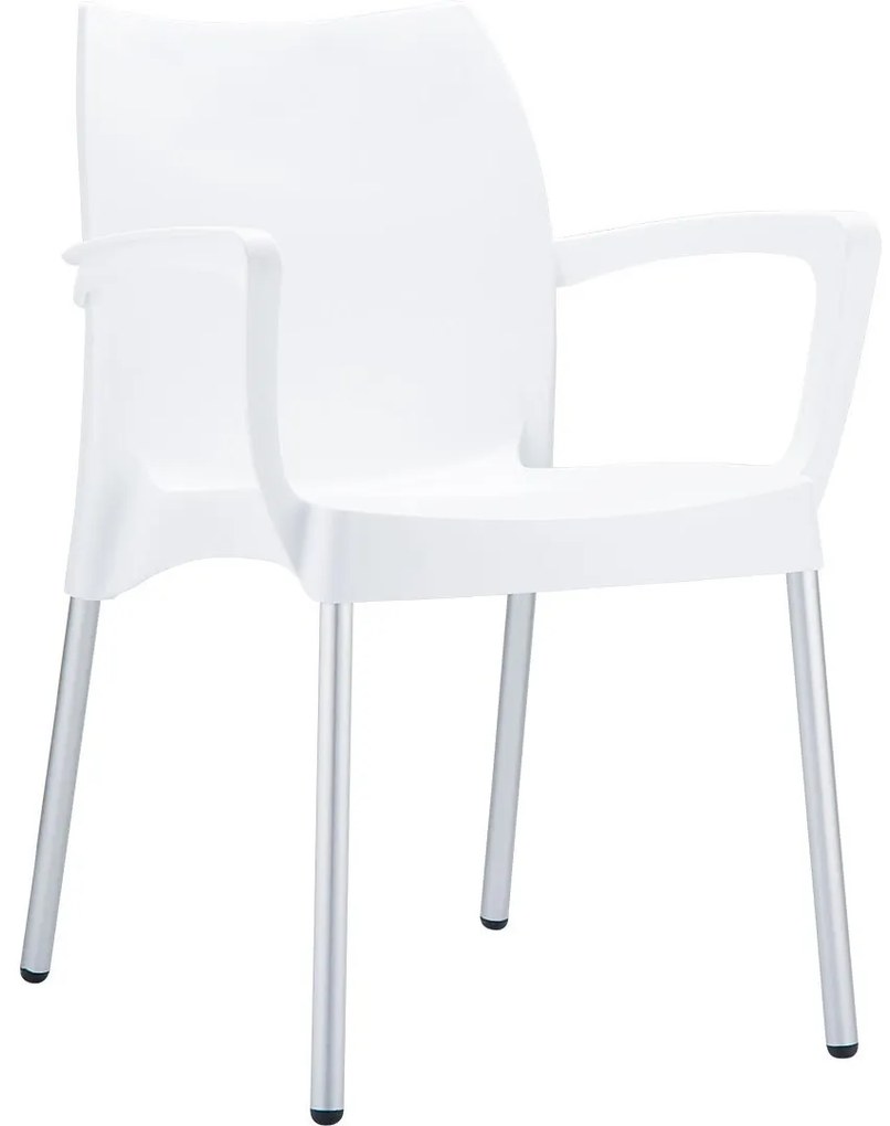 DOLCE záhradná stolička s podrúčkami white