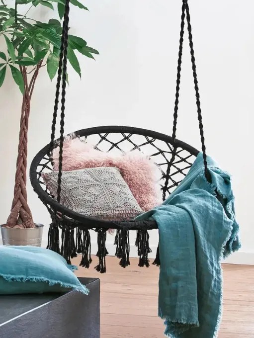 Závesné kreslo BOHO 490129A čierne