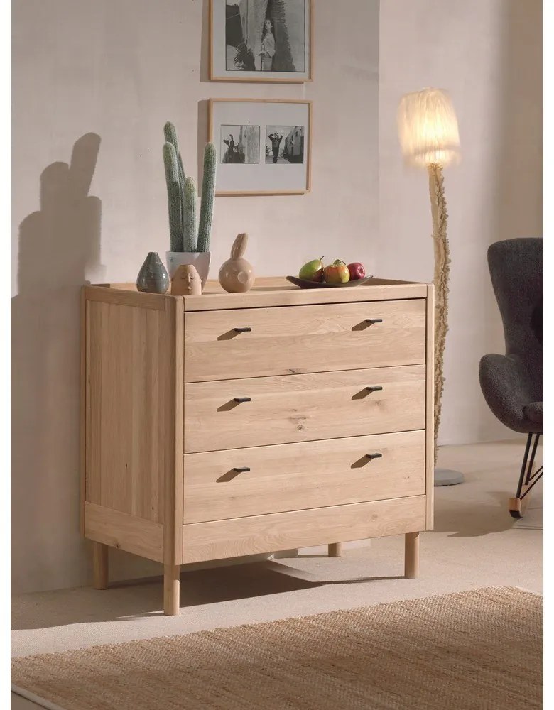 Detská komoda z dubového dreva v prírodnej farbe 100x95x55 cm Forrest – Vipack