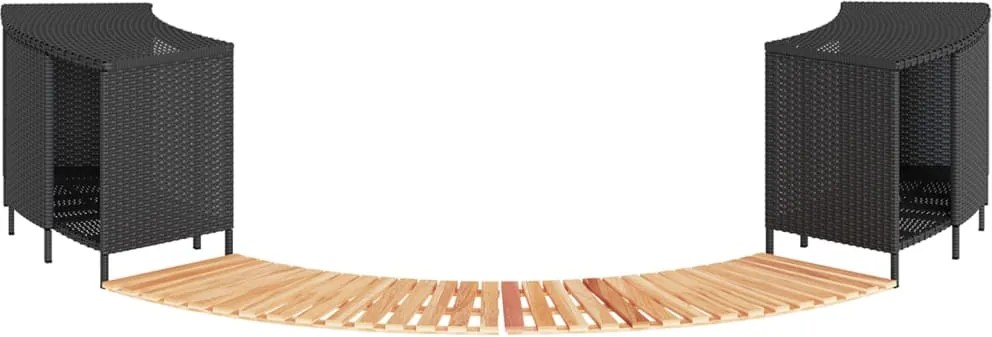 vidaXL Rám k vírivke, čierny, polyratan a akáciový masív