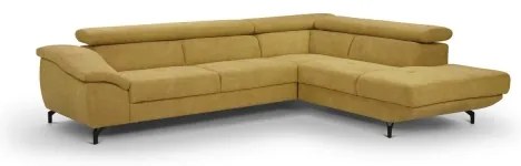 Rozkladacia rohová sedačka BRESCIA pravá, úložný priestor, žltá
