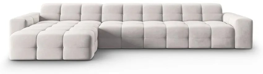 Svetlosivá zamatová rohová pohovka (ľavý roh) Kendal - Micadoni Home