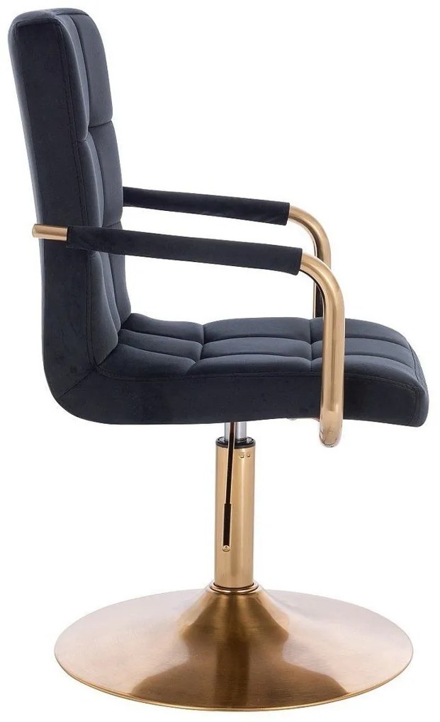LuxuryForm DESIGN Otočná stolička VERONA GOLD VELUR na zlatom tanieri - čierna