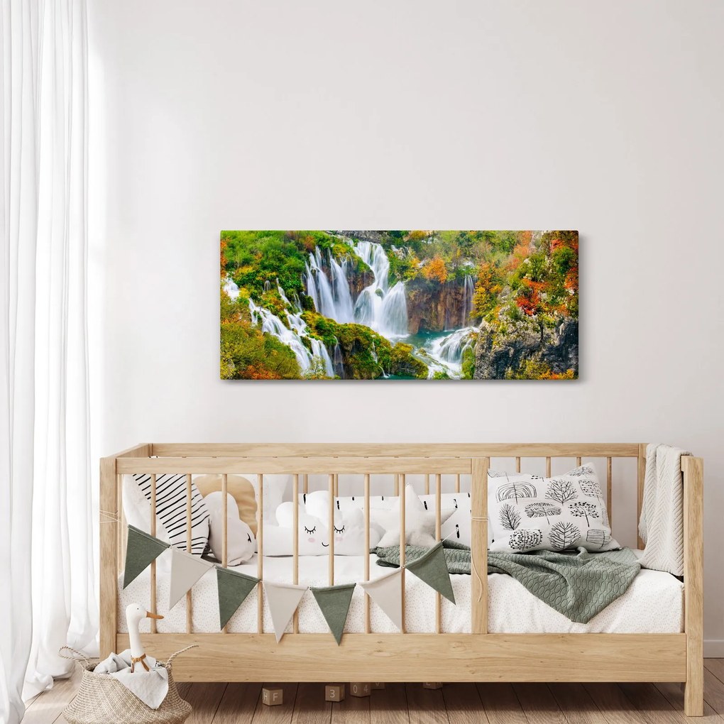 Obraz - Národný park Plitvické jazerá (120x50 cm)