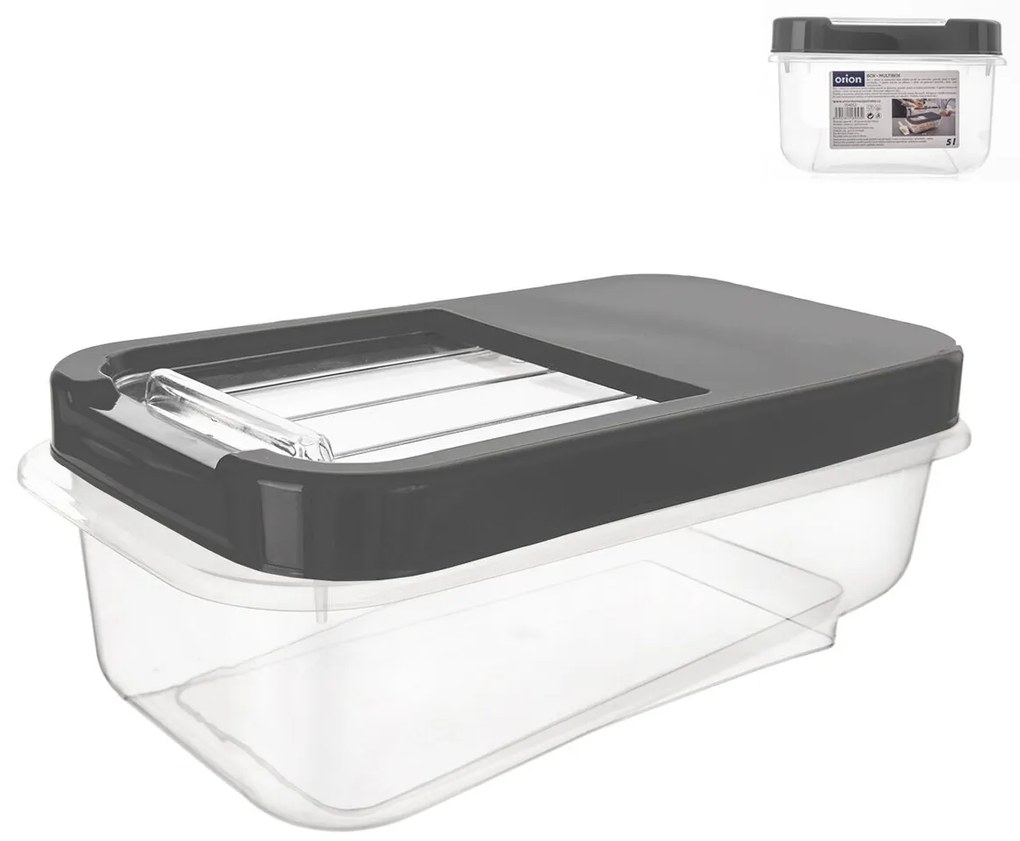 2. akosť - Dóza na potraviny, veľkokapacitný box SLOP, sivé posuvné veko - 5 l (vada+prasklina)
