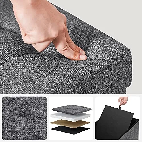 Taburetka s úložným priestorom, 38x110x38cm, tmavo sivá