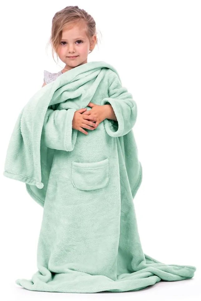 Detská deka s rukávmi DecoKing Lazy mätová