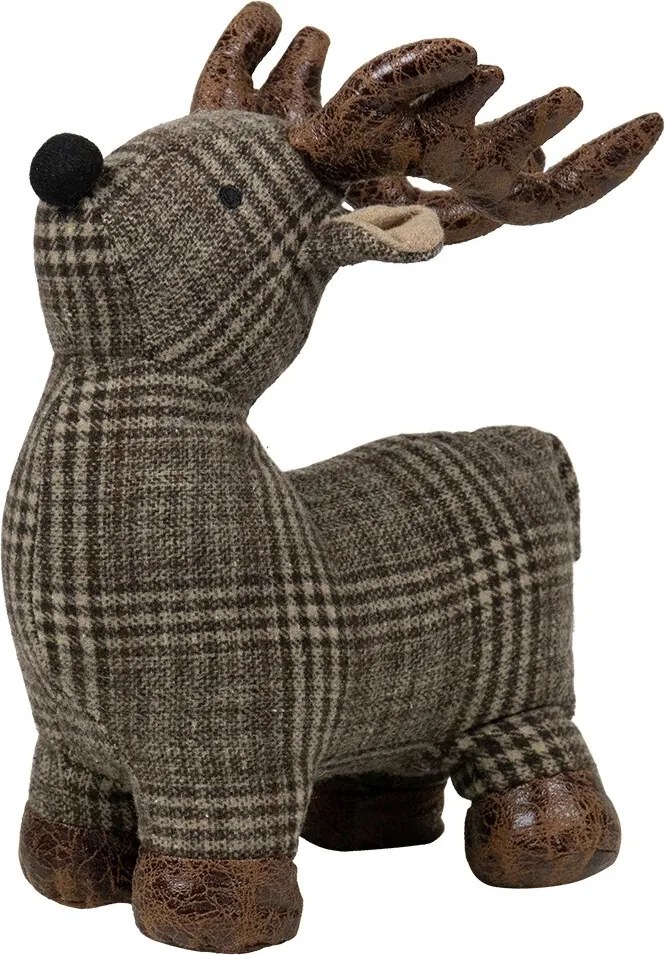 Šedo-hnedá dverná zarážka jeleň Deer - 25*21*26 cm