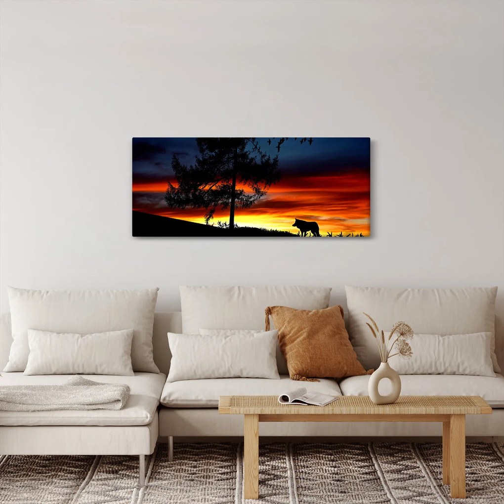 Obraz - Silueta vlka (120x50 cm)