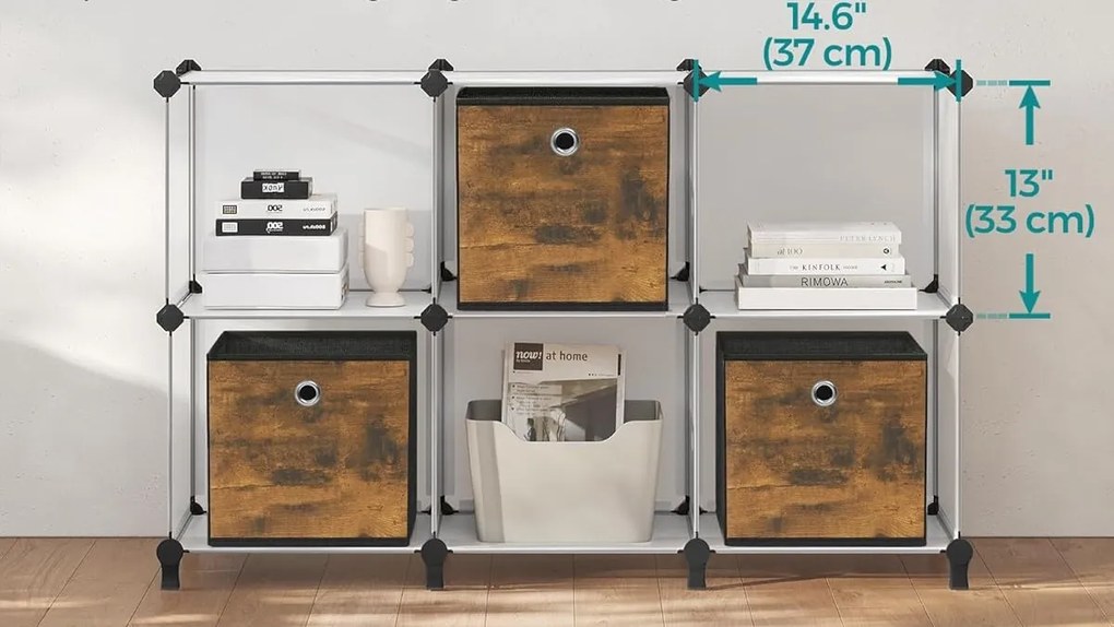Sada 6 ks skladacích úložných boxov Teria hnedá/čierna