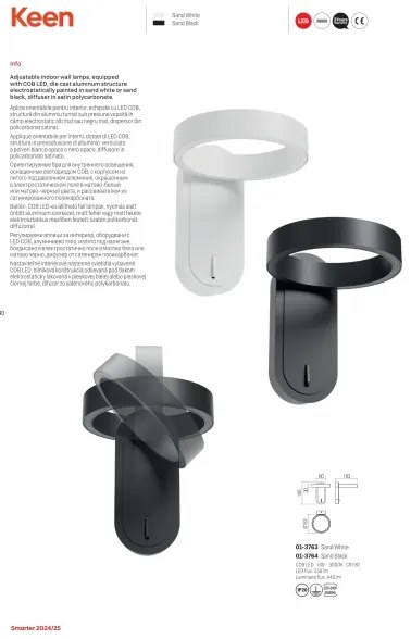 Redo 01-3763 - LED Nástenné svietidlo KEEN LED/6W/230V CRI 90 biela