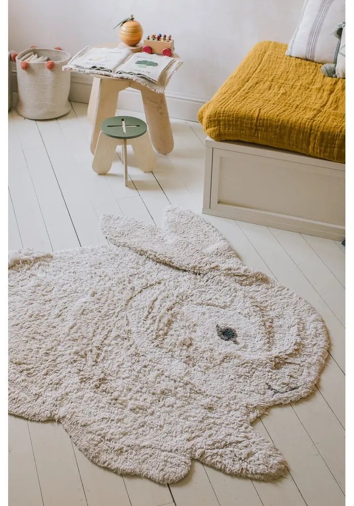 Svetlosivý prateľný ručne tkaný bavlnený detský koberec 130x135 cm Bunny – Lorena Canals