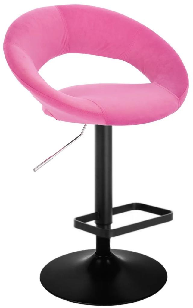 LuxuryForm Barová stolička NAPOLI VELUR na čiernom tanieri - ružová