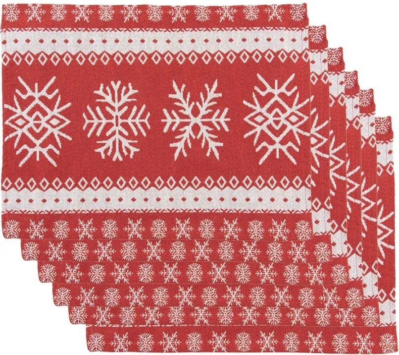 6ks červené prestieranie s vločkami - 33*45 cm