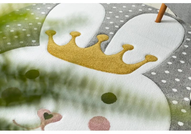 Dywany Łuszczów, Detský kusový koberec Petit Bunny grey kruh, 140x140 (priemer) kruh, šedá, detská izba