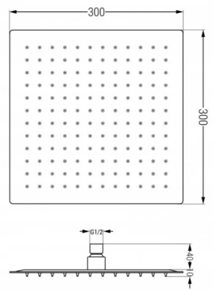 Univerzálny sprchový set podomietkový MEXEN CUBE DR02 30 cm čierny