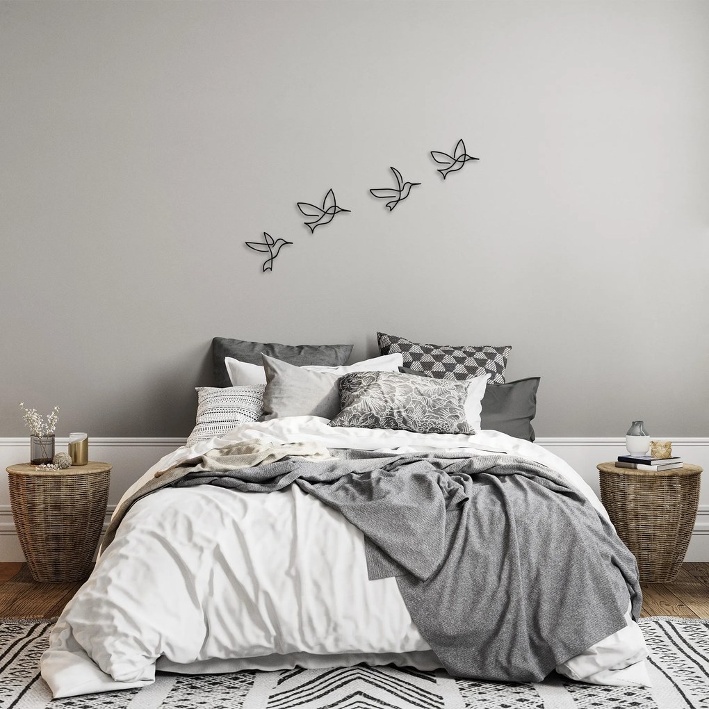 Nástenná kovová dekorácia Vtáky čierna