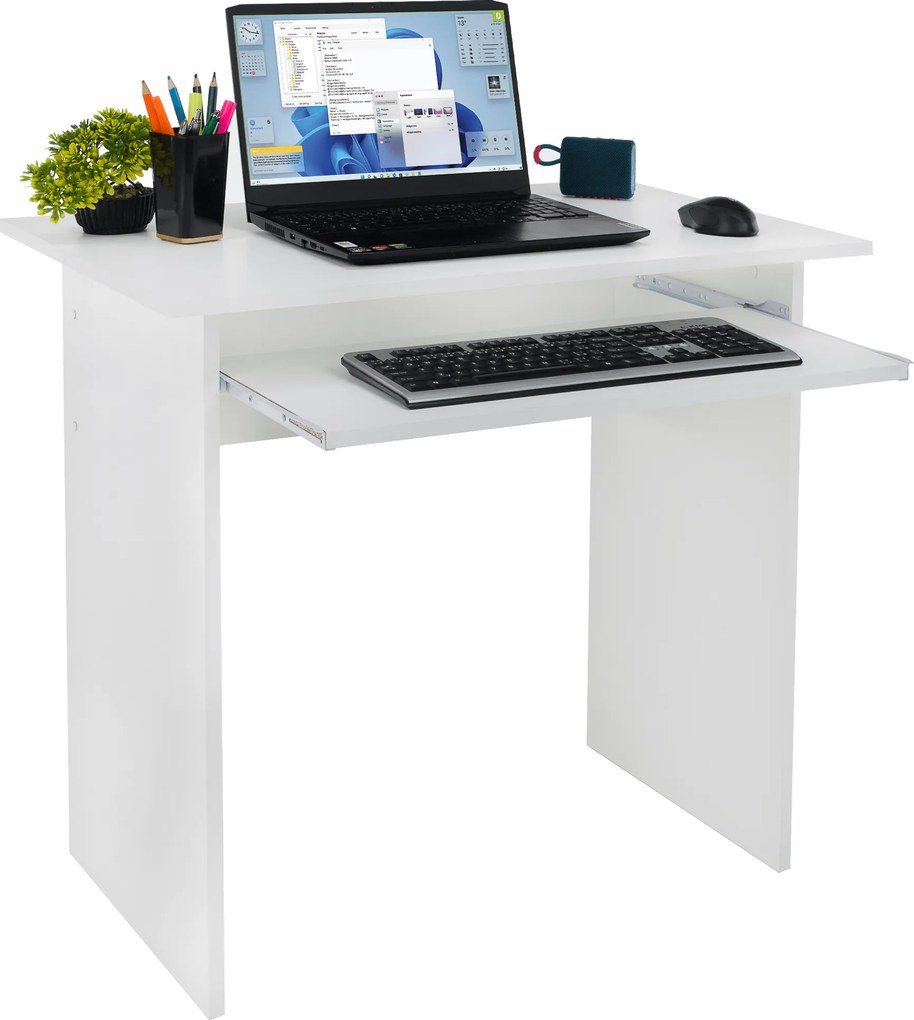 PC stôl, biely, VERNER NEW