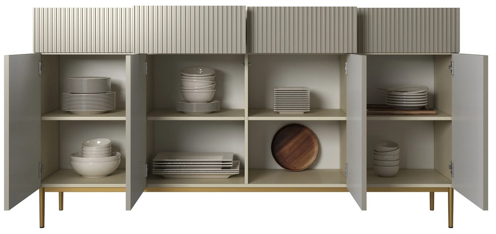 Komoda so zásuvkami Nicole 200 cm - kašmír / zlaté nohy