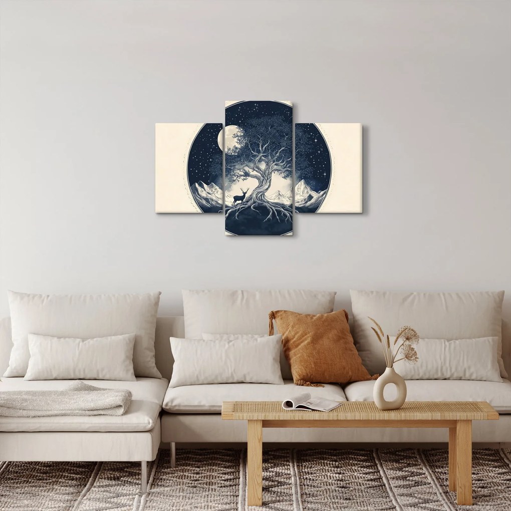 Obraz – Magický strom s jeleňom I. (90x60 cm)