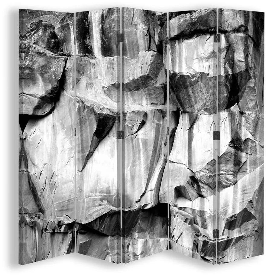 Ozdobný paraván, Extravagantní šedá - 180x170 cm, päťdielny, korkový paraván