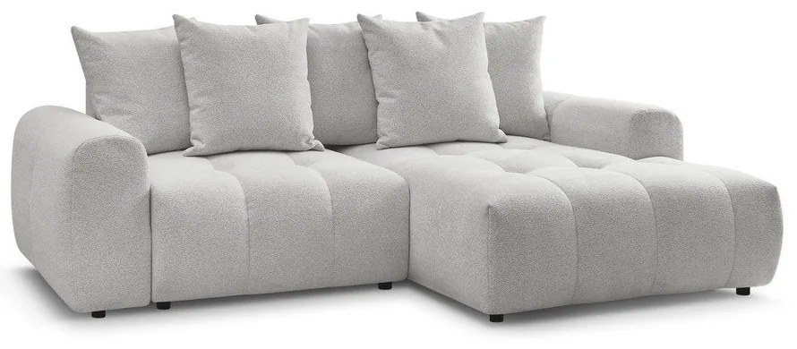 Svetlosivá ženilková rozkladacia/s úložným priestorom rohová pohovka (pravý roh/s leňoškou) Roxelane – Bobochic Paris