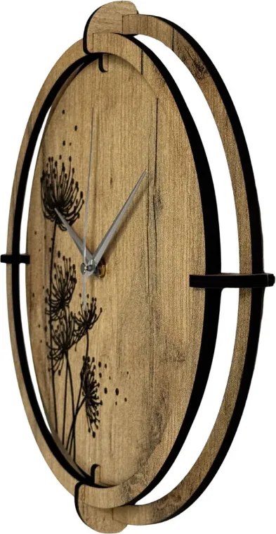 Tiché drevené hodiny s motívom lúčnych tráv pre váš domov | SENTOP HDF0586-GOLD-OAK