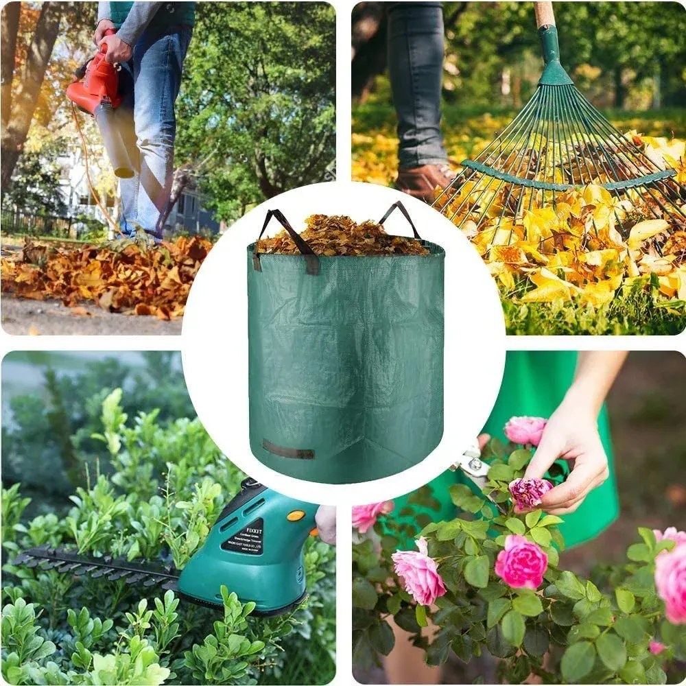 Skladací záhradný kôš ideálny na zber lístia, trávy a ďalšieho odpadu - 120L - zelený