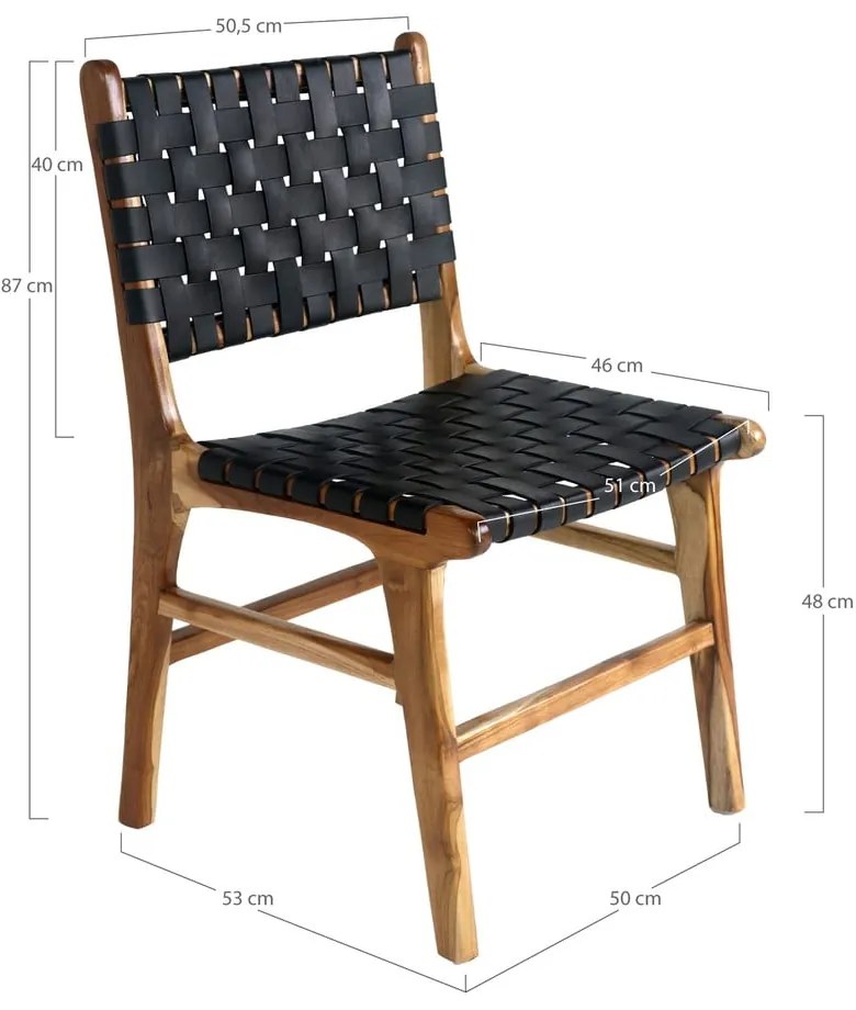 Čierno–hnedé jedálenské stoličky z teakového dreva v súprave 2 ks Perugia – House Nordic