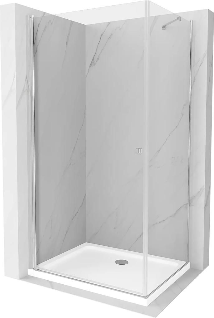 Mexen Pretoria, sprchovací kút 90 (dvere) x 120 (stena) cm, 6mm číre sklo, chrómový profil + biela sprchová vanička, 852-090-120-01-00-4010