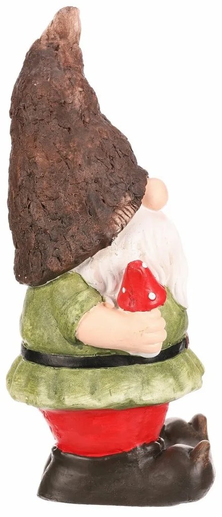 Záhradná dekorácia Trpaslík zelený kabát, 19 x 18 x 42 cm
