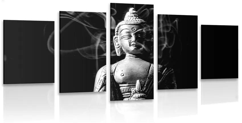 5-dielny obraz socha Budhu v čiernobielom prevedení Varianta: 200x100