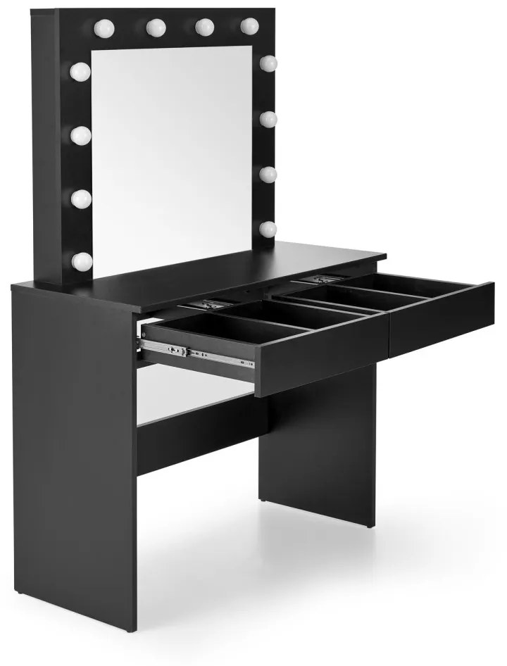 Toaletní stolek HOLLYWOOD s LED osvětlením 94 cm černý