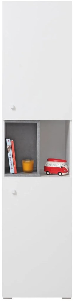 Regál Sigma 5, biela mat / betón / dub