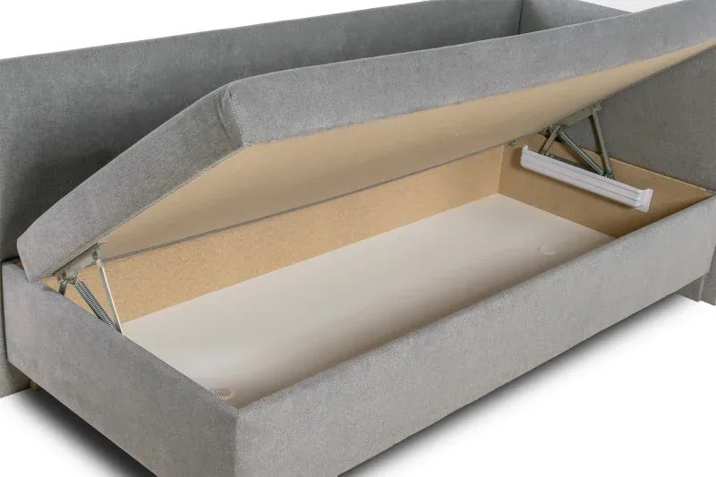 Posteľ Leo s čelami, 200x90, pravá, sivá (a55, 90cm, deska/ella, noha e)