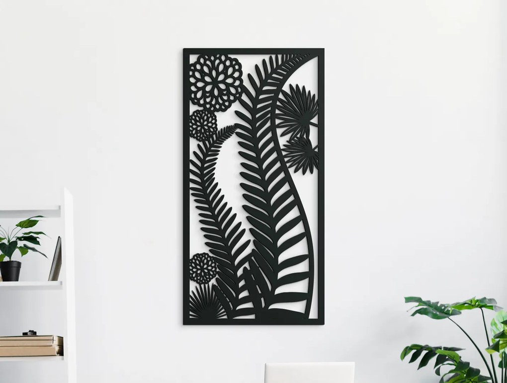 drevko Vyrezávaný obraz Paprade Rozmer obrazu: 44,5 x 22,5 cm, Farba dekorácie: Čierna