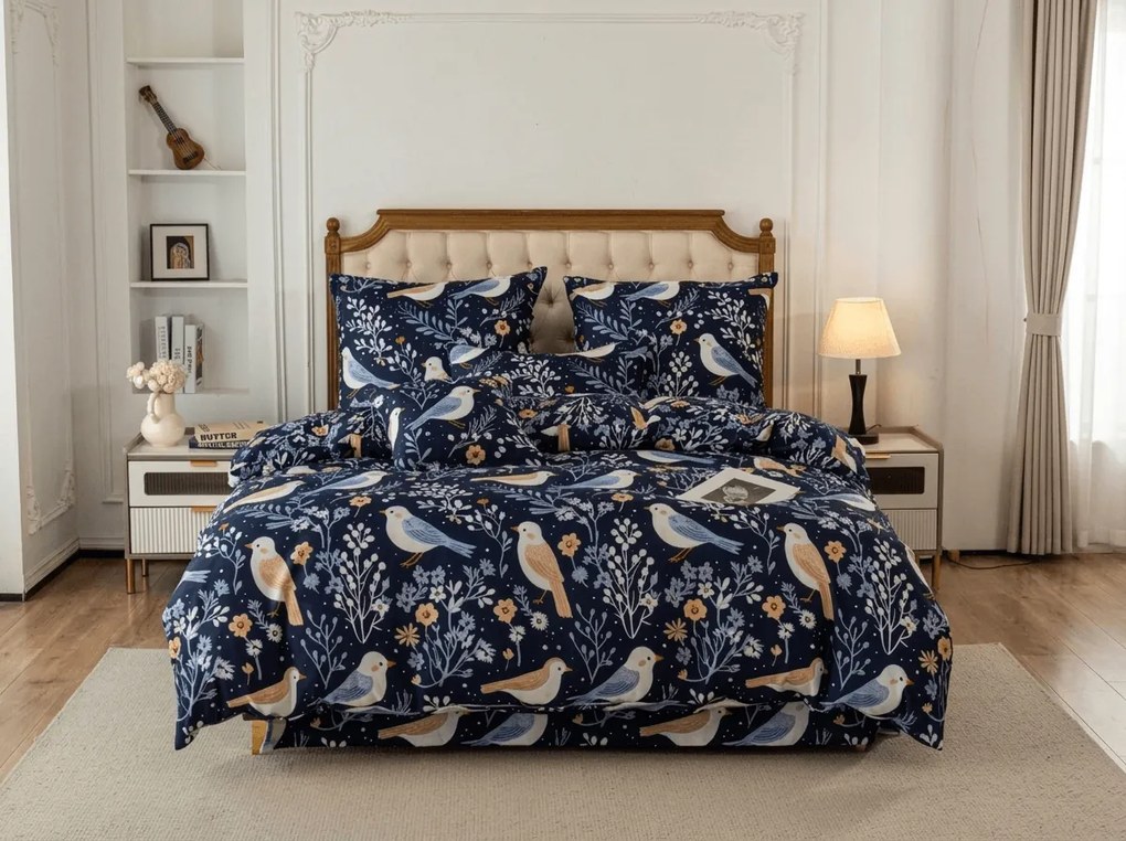 Obliečky z mikrovlákna DENIM BIRDS modré Rozmer obliečky: 70 x 90 cm | 140 x 200 cm