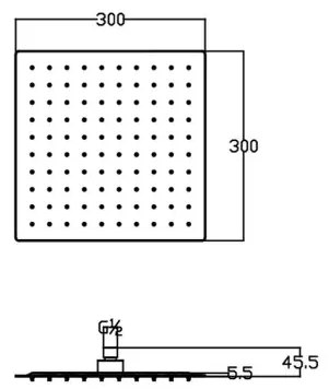 Laveo Kvadrato, horná/hlavová sprcha 300x300 mm, štvorec, chrómová, LAV-NLQ_0D2S
