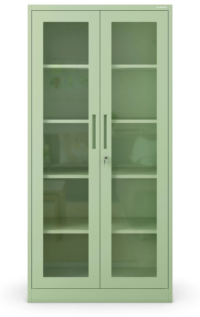 Sklenená skrinka AMELIA, 900 x 1850 x 400 mm, Fresh Style: pastelovo zelená