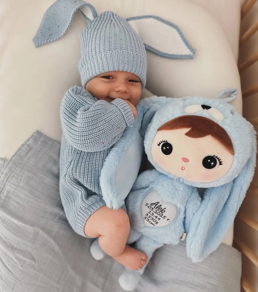 Mojkáčik - Bábika zajačik modrá 50 cm