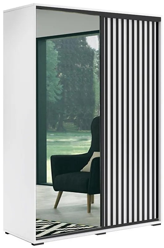 Skriňa Atena biela/lamela čierna 150x215x62