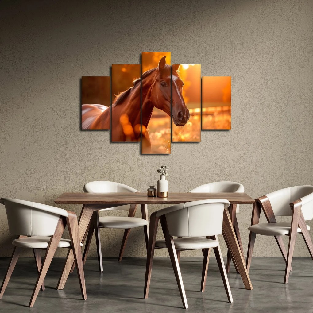 Obraz - Kôň v západe slnka (150x105 cm)