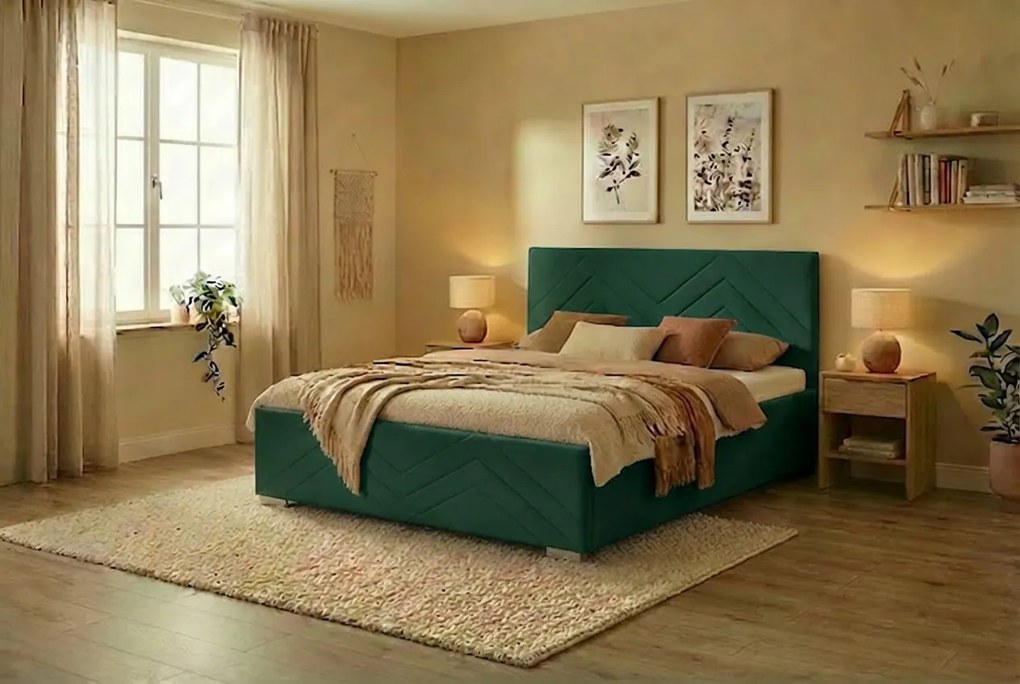 Postel CINDY 180x200 cm Tyrkysová S matracom