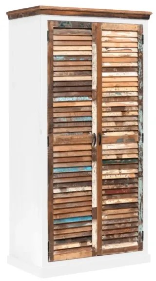 furniture-nabytek.cz - Masívna šatníková skriňa Perth z recyklovaného dreva, lakovaná, biela / farebná – 90×60×180 cm
