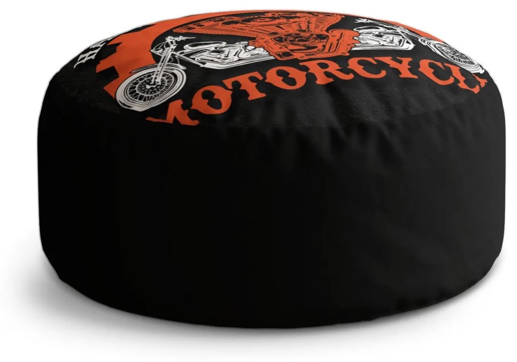 Sablio Taburet Circle Harley-Davidson motor Čierne pozadie: 38x48 cm