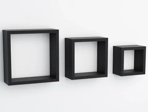 Sada 3 poliček Quadrio, čierne%