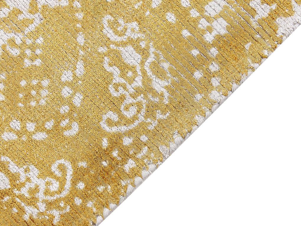Viskózový koberec 80 x 150 cm žltá/béžová BOYALI Beliani
